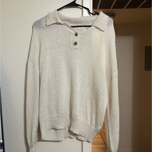 Cream Collared Sweater with Buttons